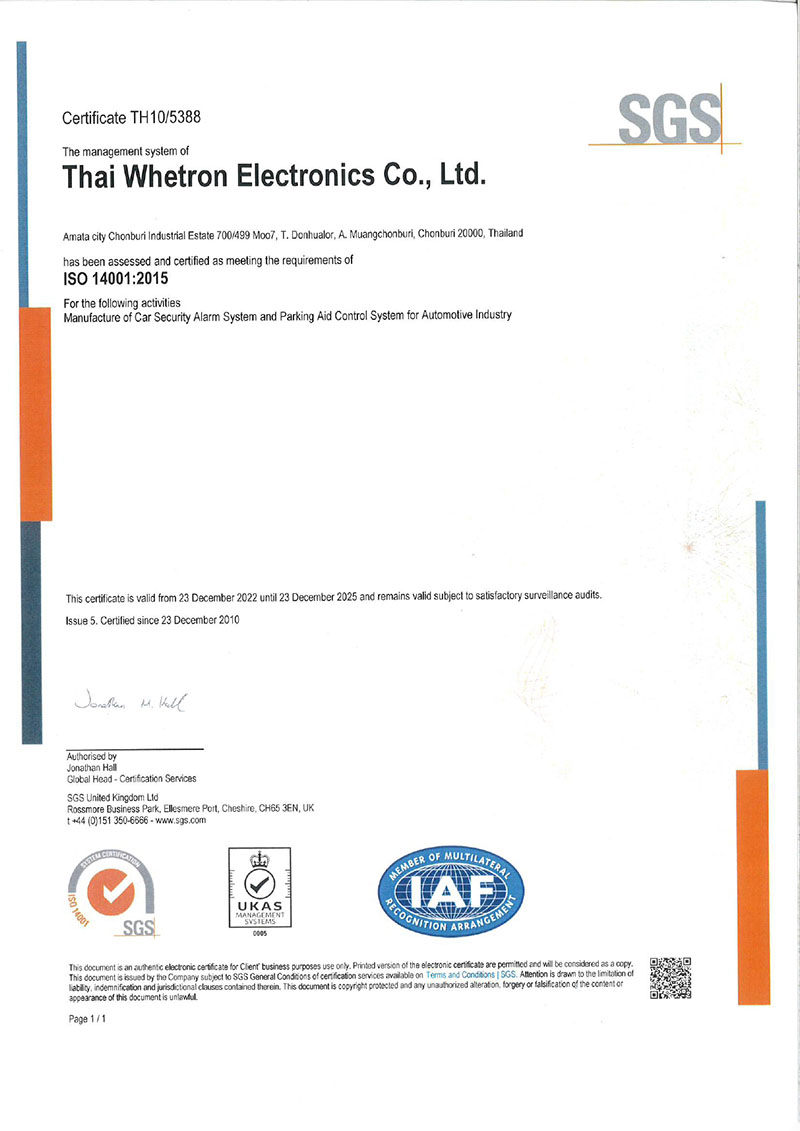 Certificate Thw Iso 14001